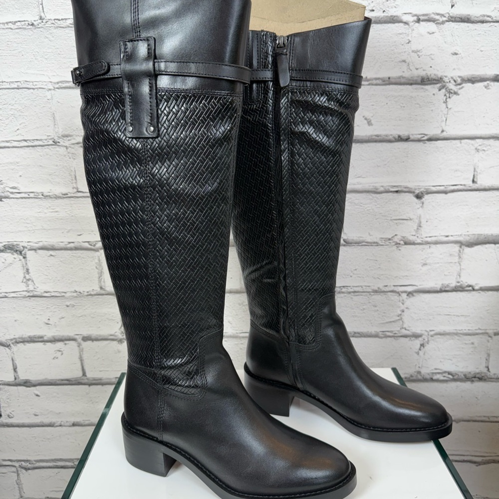 FRANCO SARTO Black L Colt Tall Leather Boots Knee High Shoes Woman's 6.5 NEW